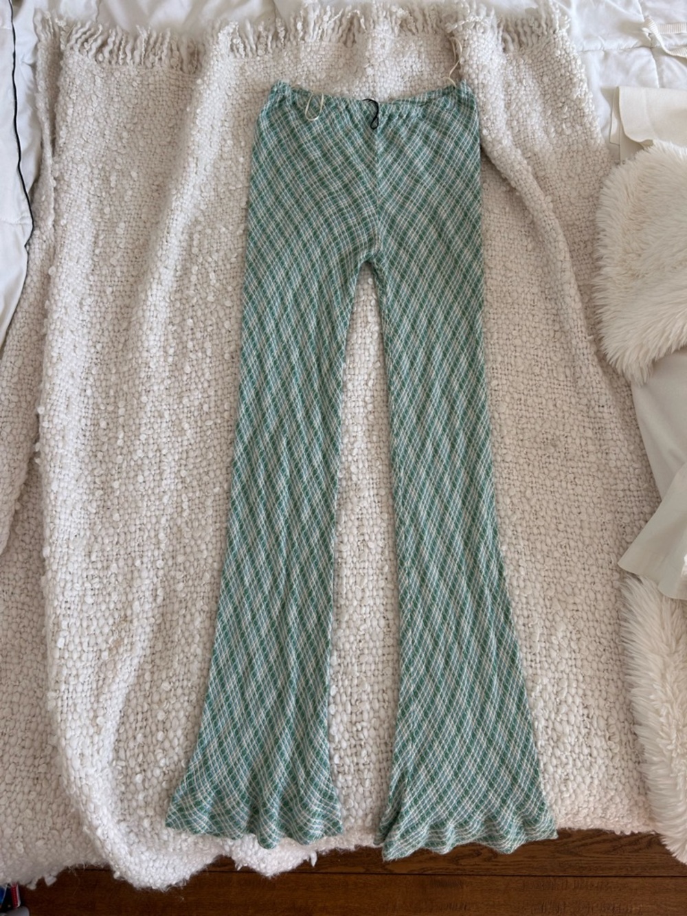 Cult Gaia Green Plaid Flare Pants small / 4